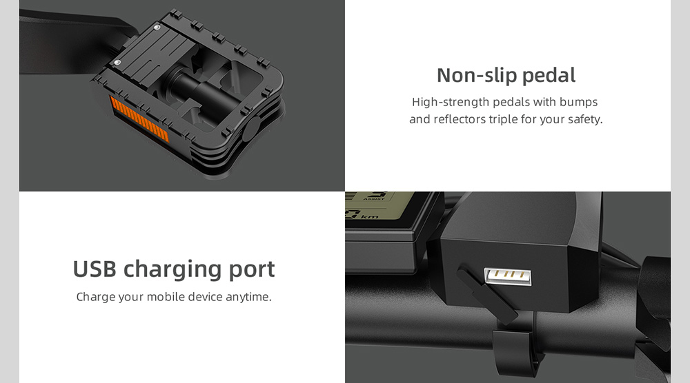 ADO A20 XE 250W Electric Bike Folding Frame 7-Speed Gears Removable 10.4 AH Lithium-Ion Battery E-bike - Grey