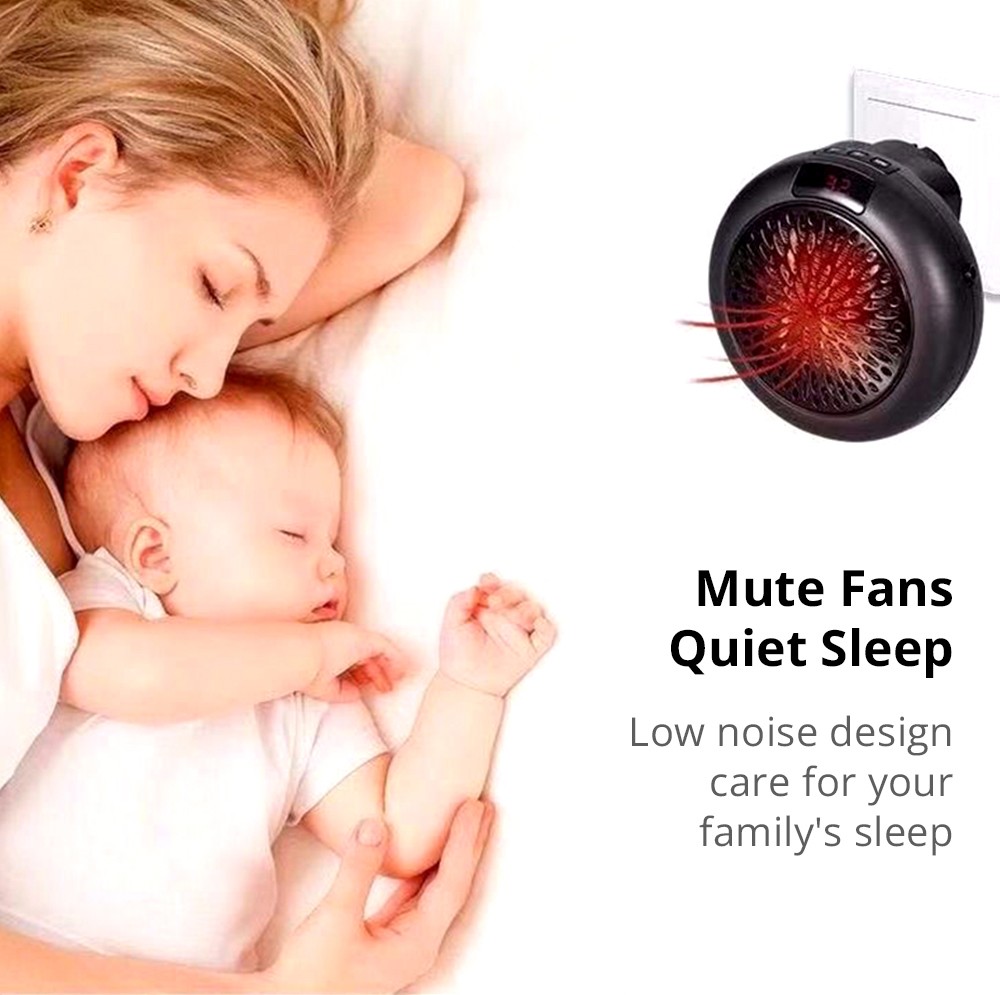 400W Electric Fan Heater, Mini Portable Round Air Heater, Ceramic Heating Element Desktop Winter Warmer, LED Display - White