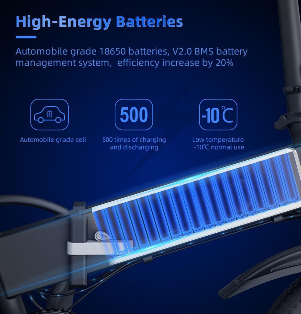 ADO A20+ Electric Folding Bike 20 inch City Bicycle 250W Hall Brushless Gear DC Motor SHIMANO 7-Speed Rear Derailleur 36V 10.4Ah Removable Battery 25km/h Max speed up to 60km Max Range IPX5 Double Shock-absorption Aluminum alloy Frame - White