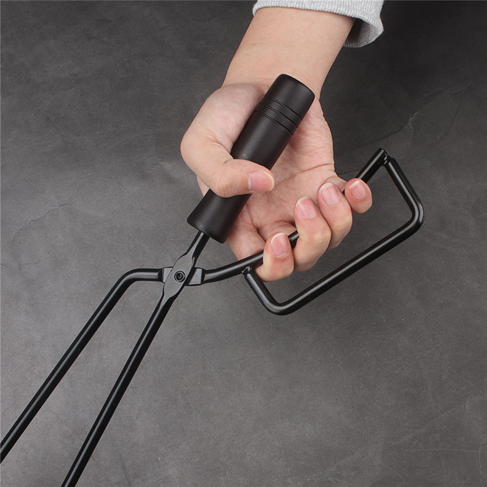 40cm Durable Iron Fire Tongs Shears, Outdoor Camping Bonfire BBQ Firewood Clip Tool, Stove Fire Charcoal Tongs Clamp