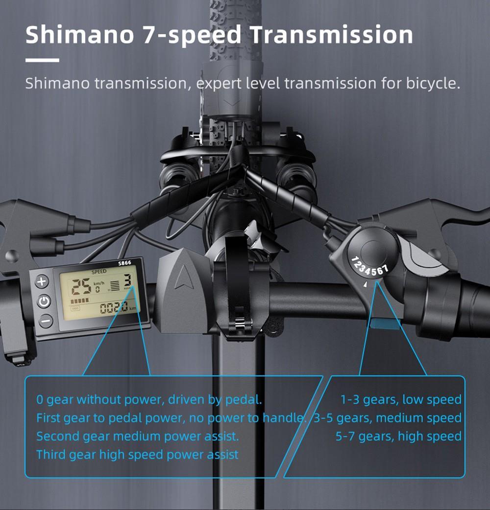 ADO A20+ Electric Folding Bike 20 inch City Bicycle 250W Hall Brushless Gear DC Motor SHIMANO 7-Speed Rear Derailleur 36V 10.4Ah Removable Battery 25km/h Max speed up to 60km Max Range IPX5 Double Shock-absorption Aluminum alloy Frame - White