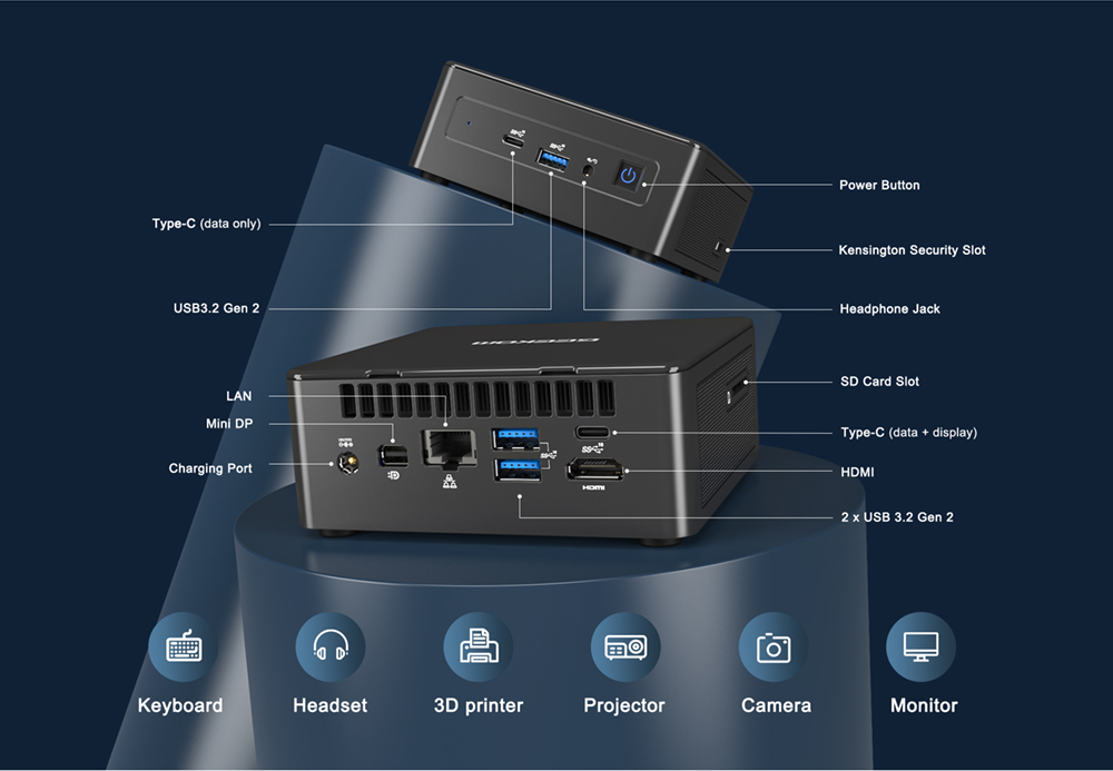 GEEKOM Mini IT8 MiNi PC intel 8th Gen Core i5-8259U 16GB RAM 512GB SSD WIFI 5 Gigabit LAN HDMI DP