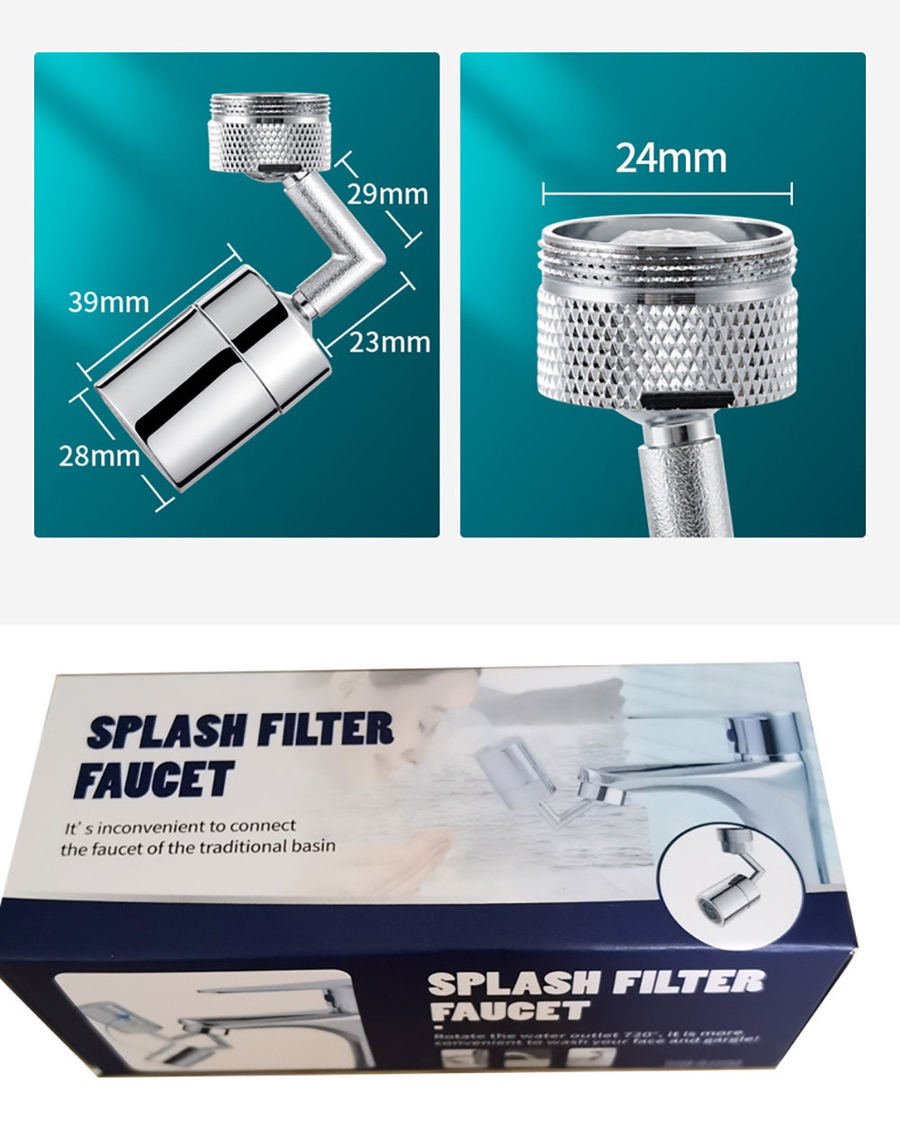 720 Degree Universal Rotating Faucet Extender, Anti-splash Filter Faucet Sprayer Head, Dual-Mode Water Outlet