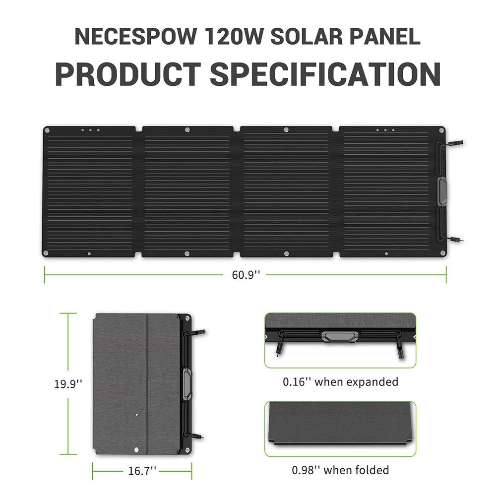 Centrale électrique portable NECESPOW N7576 700W 576Wh + panneau solaire pliable 120W, kit d'alimentation extérieure pour générateur solaire à batterie LiFePo4