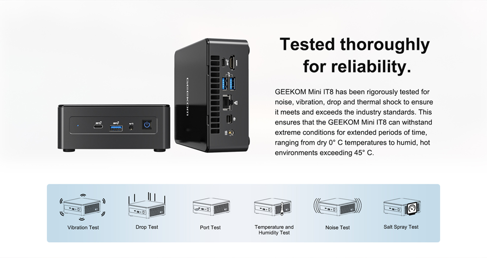GEEKOM Mini IT8 MiNi PC intel 8th Gen Core i5-8259U 8GB RAM 256GB SSD WiFi 5 Gigabit LAN HDMI DP