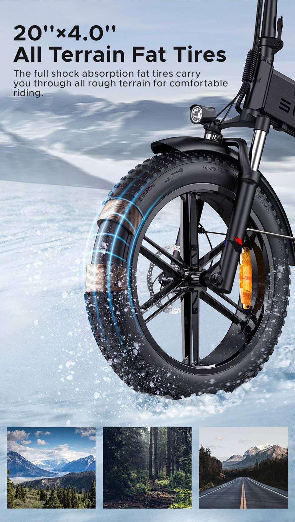 ENGWE ENGINE Pro Folding Electric Bicycle 20*4'' Fat Tire 750W Brushless Motor 48V 16Ah Battery 45km/h Max Speed - Blue