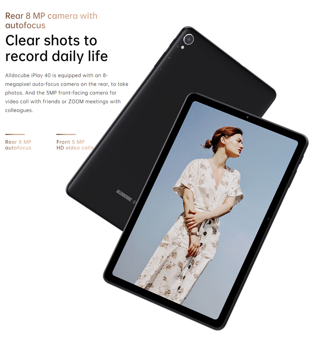 ALLDOCUBE iPlay 40 10.4 cala 4G LTE Tablet PC UNISOC Tiger T618 Octa-Core Chipset 2000 * 1200 2K FullView In-Cell Ekran dotykowy 8 GB RAM 128 GB ROM Android 10 Dual SIM Standby GPS i Beidou 2.4 / 5 GHz WiFi BT5.0 Przód 5MP Tylny 8MP Podwójny aparat z Klawiatura