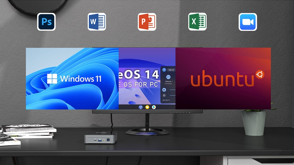 GEEKOM MiniAir 11 MiNi PC intel 11th Gen Celeron N5095 8GB RAM 256GB SSD WiFi 5 Gigabit LAN HDMI DP