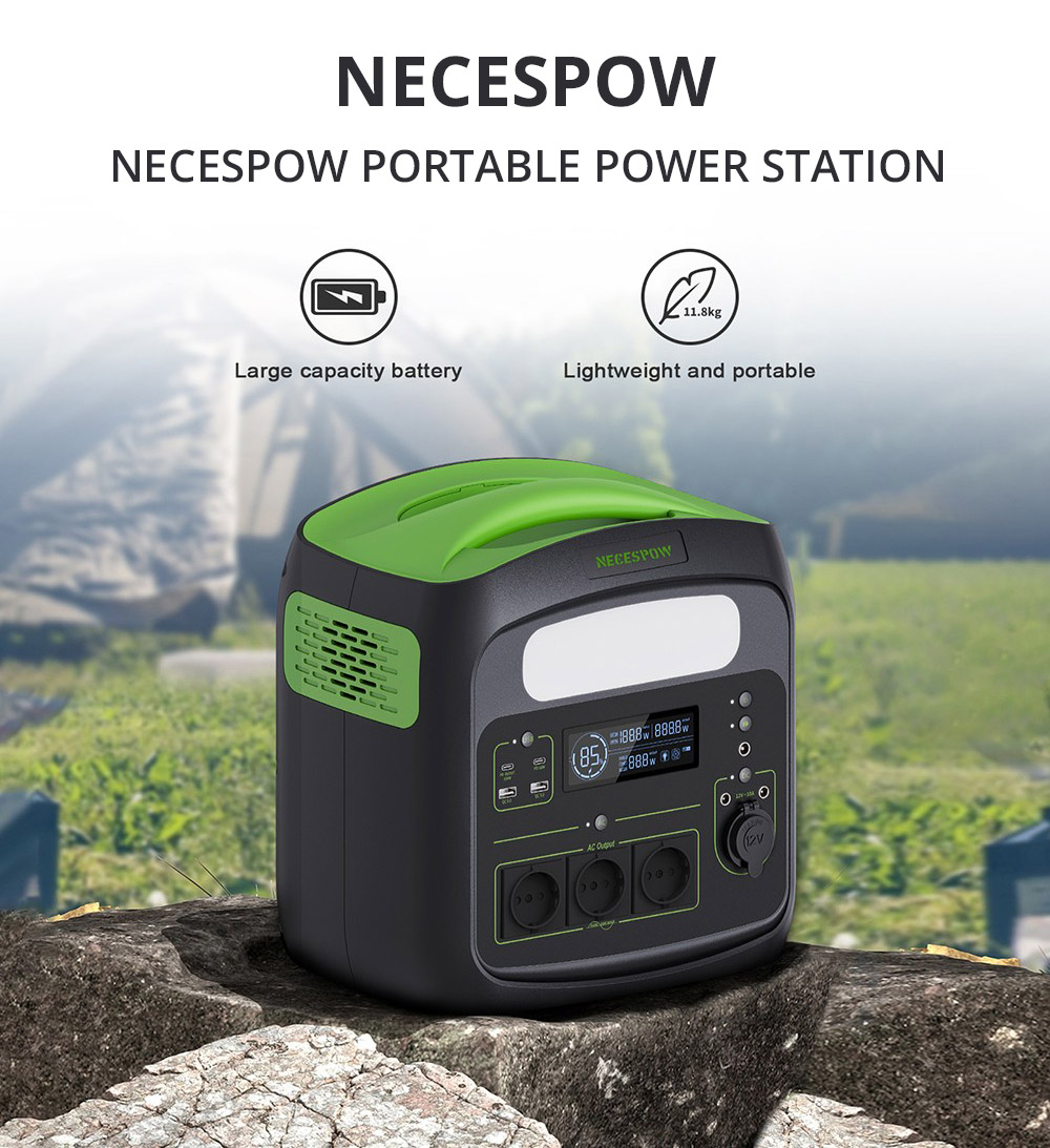 Centrale électrique portable NECESPOW N7576 700 W, générateur solaire de batterie LiFePo4 576 Wh/180000 mAh, onde sinusoïdale pure 230 V AC, charge rapide PD100W