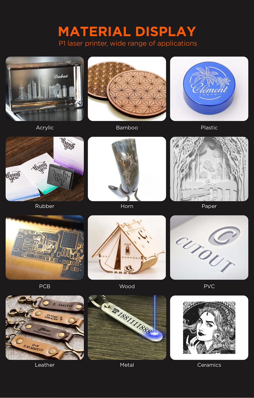 ACMER-P1 10W Laser Engraver Cutter, 0.06x0.08mm Spot, 10000mm/min Engraving Speed, Offline Engraving, 32-bit Motherboard, 400x410mm