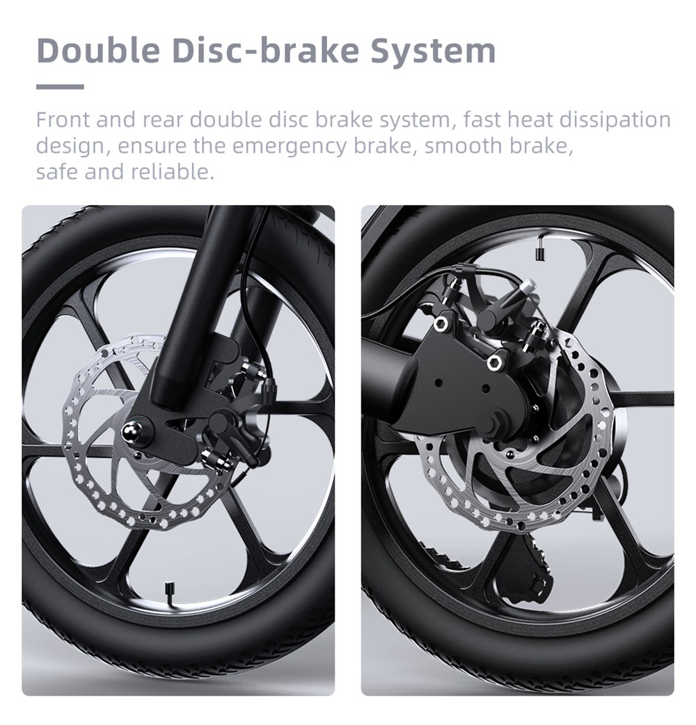 ADO A16 XE Folding Electric Bike 250W Geared Hub Motor 36V 7.5Ah Battery for 43 Mile Range 25km/h Max Speed - White