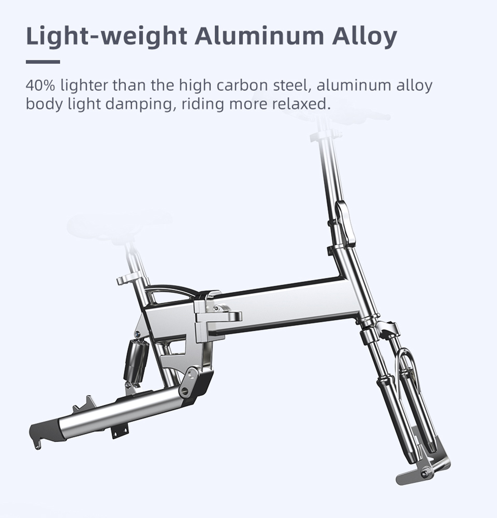 ADO A16 XE Folding Electric Bike 250W Geared Hub Motor 36V 7.5Ah Battery for 43 Mile Range 25km/h Max Speed - White