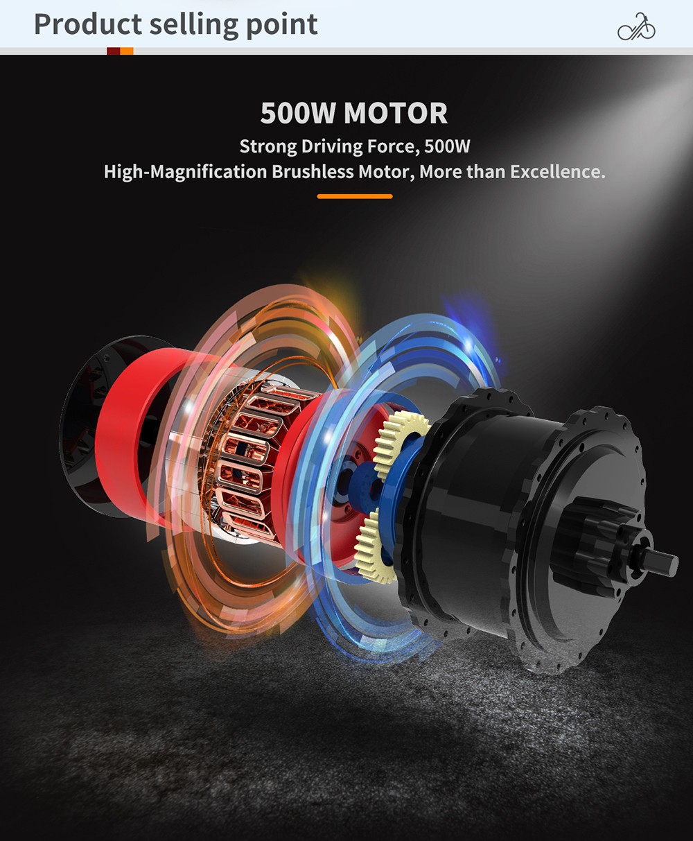 AOSTIRMOTOR A20 Folding Electric Bike 20*4.0 Fat Tire 36V 13Ah Battery 500W Motor 40km/h Max Speed - Orange 11 AOSTIRMOTOR A20 Folding Electric Bike 20*4.0 Fat Tire 36V 13Ah Battery 500W Motor 40km/h Max Speed - Orange