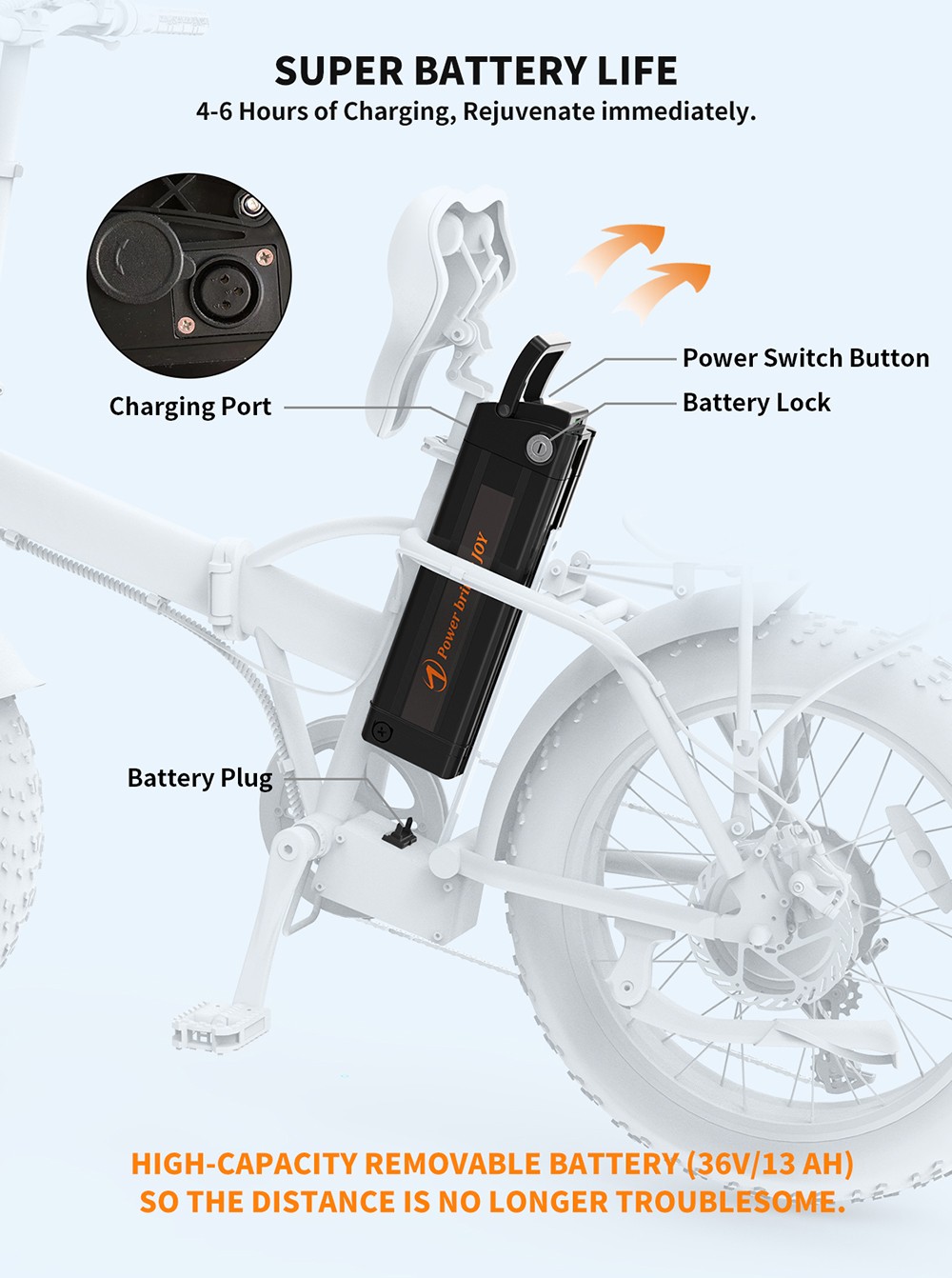 AOSTIRMOTOR A20 Folding Electric Bike 20*4.0 Fat Tire 36V 13Ah Battery 500W Motor 40km/h Max Speed - Orange 13 AOSTIRMOTOR A20 Folding Electric Bike 20*4.0 Fat Tire 36V 13Ah Battery 500W Motor 40km/h Max Speed - Orange