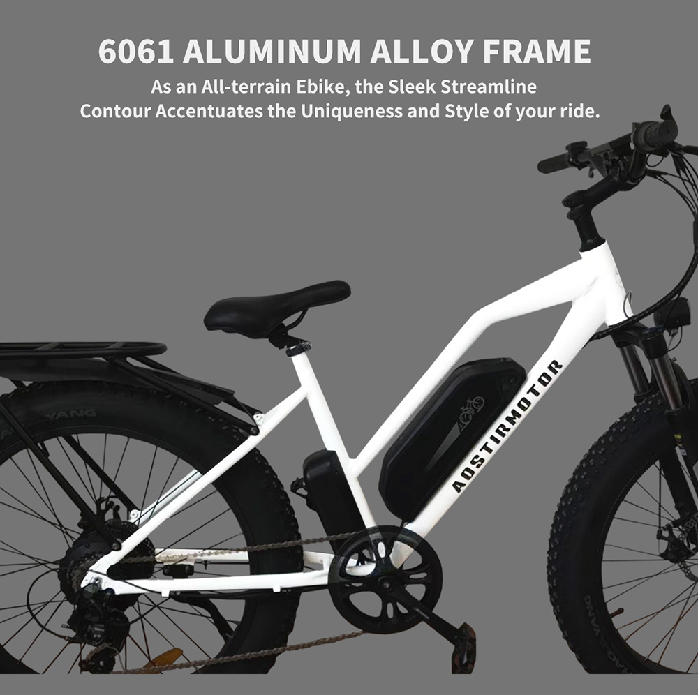 AOSTIRMOTOR S07-G Electric Bike 26*4.0 Inch Fat Tire 48V 13Ah Battery 750W Motor 45Km/h Max Speed Shimano 7-Speed Gear Dual Disc Brake - White 20 AOSTIRMOTOR S07-G Electric Bike 26*4.0'' Fat Tire 48V 13Ah Battery 750W Motor 7 Speed Shimano Gear - White