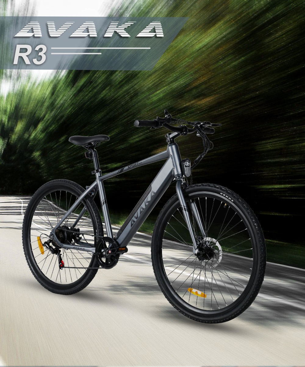 AVAKA R3 Electric Bike 36V 350W Motor 12.5Ah Battery 32km/h Max Speed 70km Range Shimano 7-Speed Gear 120kg Load - Grey
