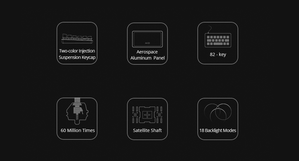 Ajazz AK33RGB 82keys Anti-ghosting Ergonomic Mechanical Keyboard Durable RGB Backlight Blue Switch - Black