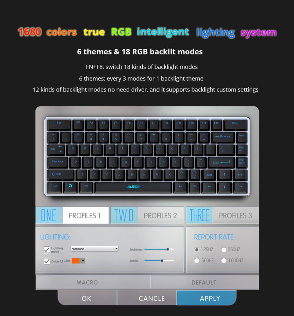 Ajazz AK33RGB 82keys Anti-ghosting Ergonomic Mechanical Keyboard Durable RGB Backlight Blue Switch - Black