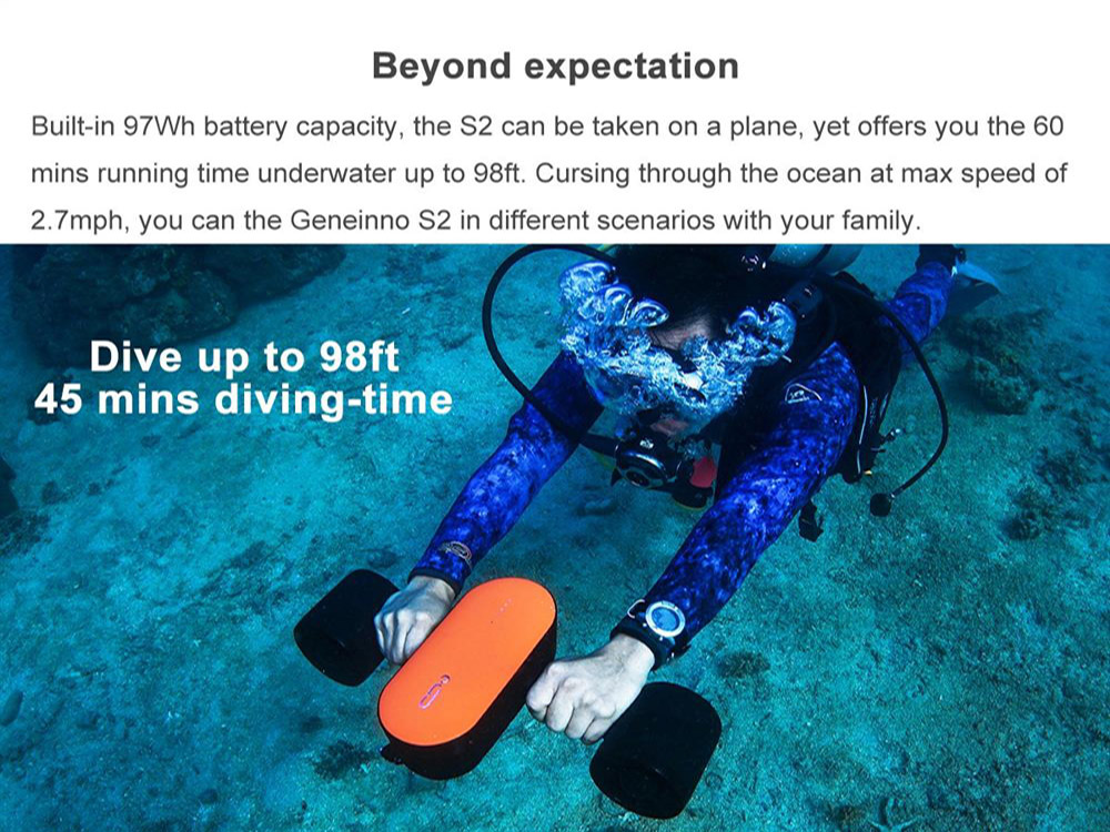 Geneinno S2 Underwater Deep Dive Lightweight Scooter Support APP Control Sea Scooter Orange