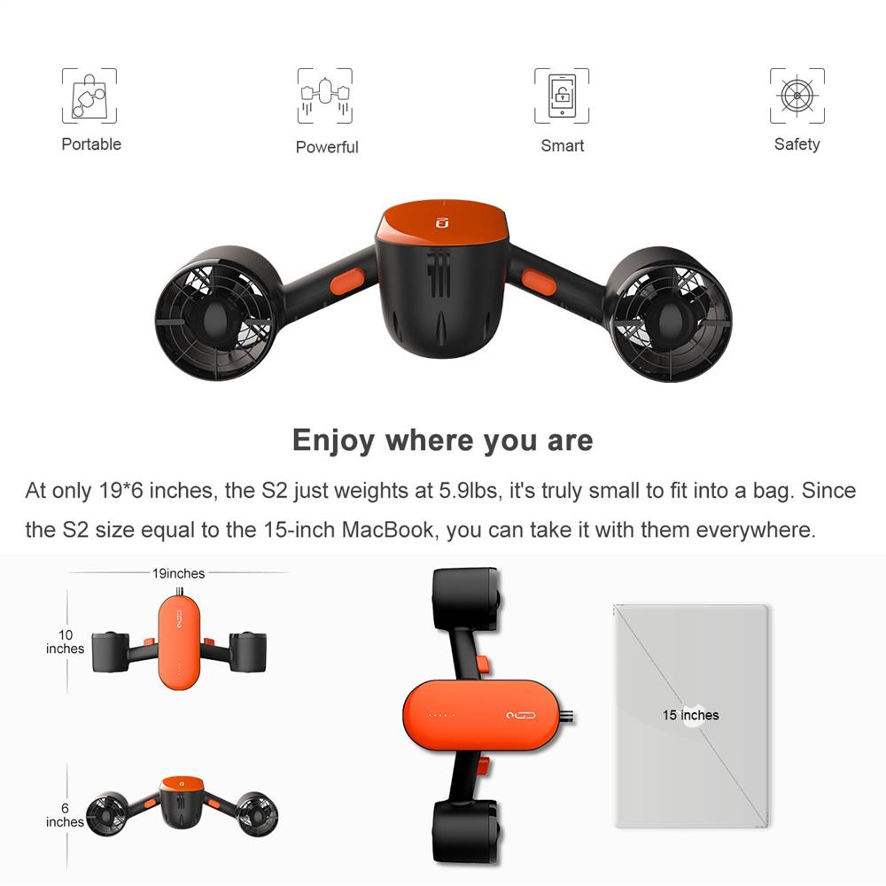 Geneinno S2 Underwater Deep Dive Lightweight Scooter Support APP Control Sea Scooter Orange