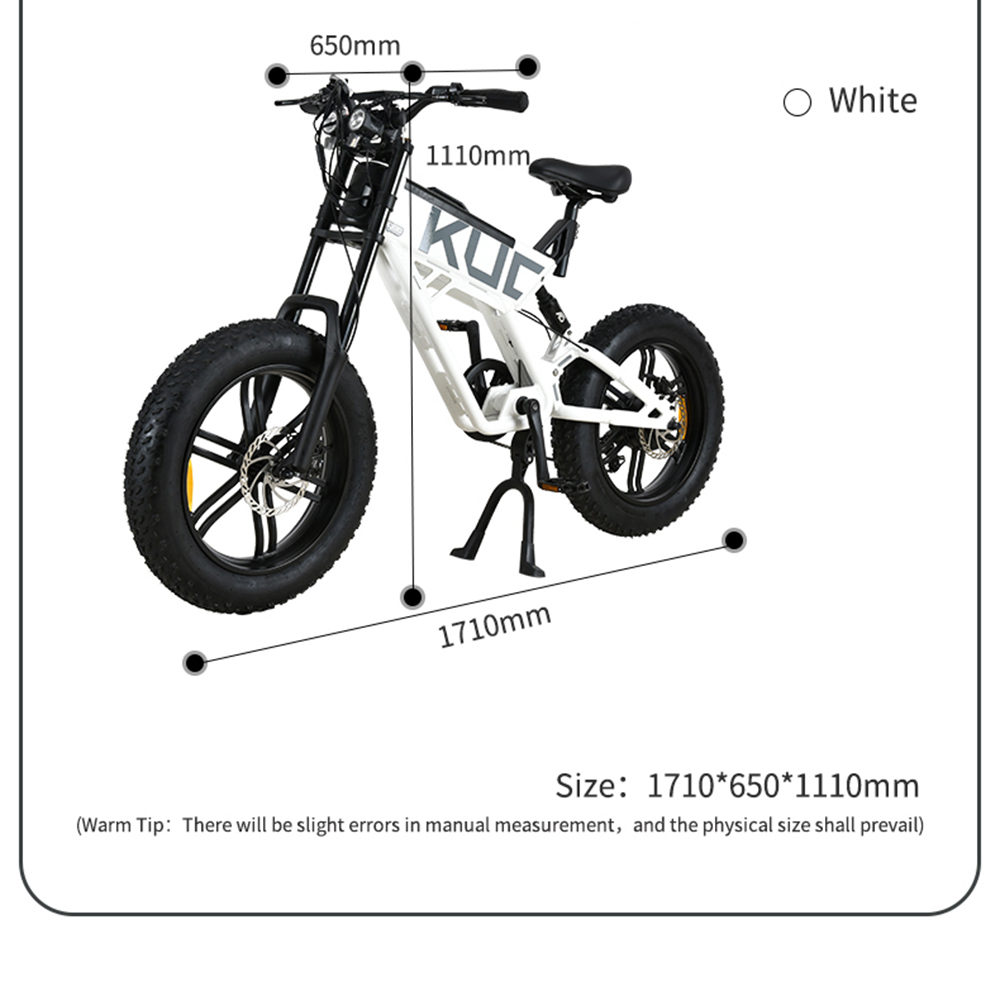 KUGOO T01 Elektrický bicykel 48V 500W Motor 13Ah Batéria 20X4.0 palcov Hydraulické brzdy 50-65 km Dojazd 150KG Náklad - čierny