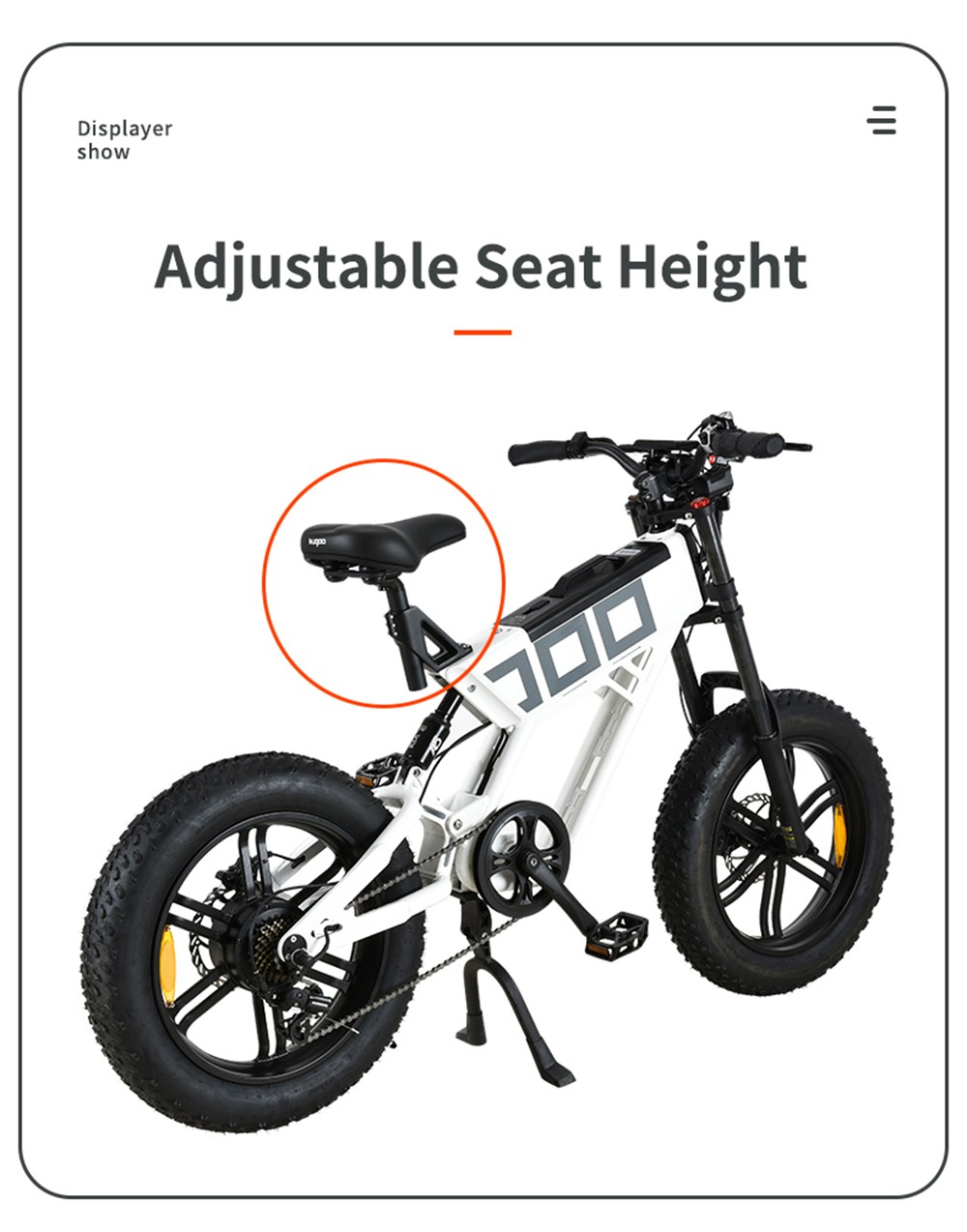 KUGOO T01 Electric Bicycle 48V 500W Motor 13Ah Battery 20X4.0 inch Hydraulic Brakes 50-65KM Mileage 150KG Load - White