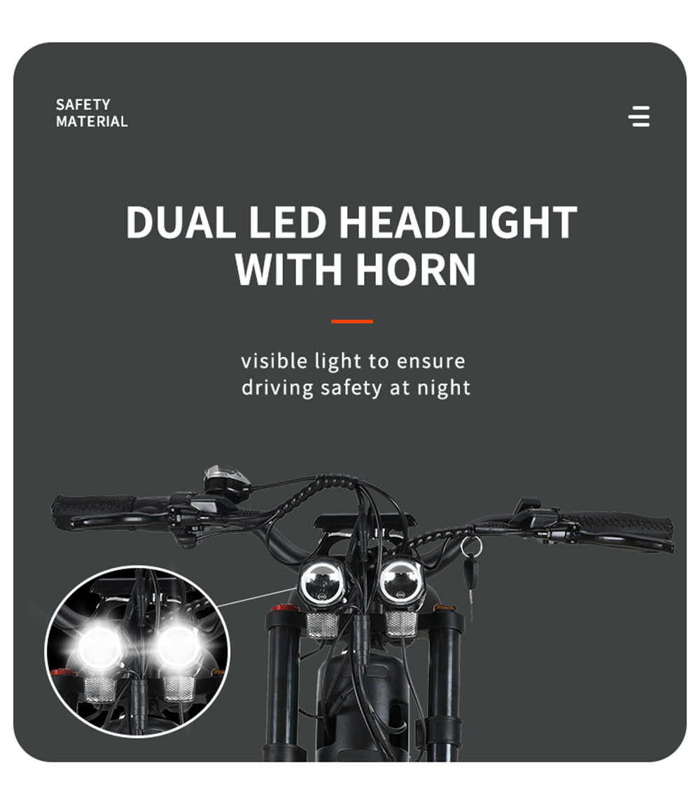 KUGOO T01 Electric Bicycle 48V 500W Motor 13Ah Battery 20X4.0 inch Hydraulic Brakes 50-65KM Mileage 150KG Load - White