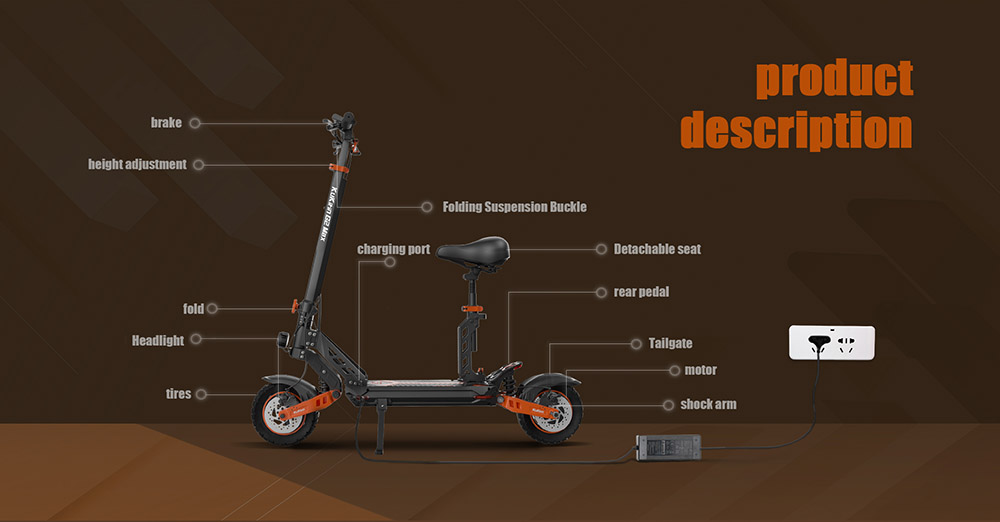 KUKIRIN G2 MAX Scooter électrique 10*2.75 '' pneus pneumatiques tout-terrain 1000W moteur 48V 20Ah batterie 80km portée 3 vitesses