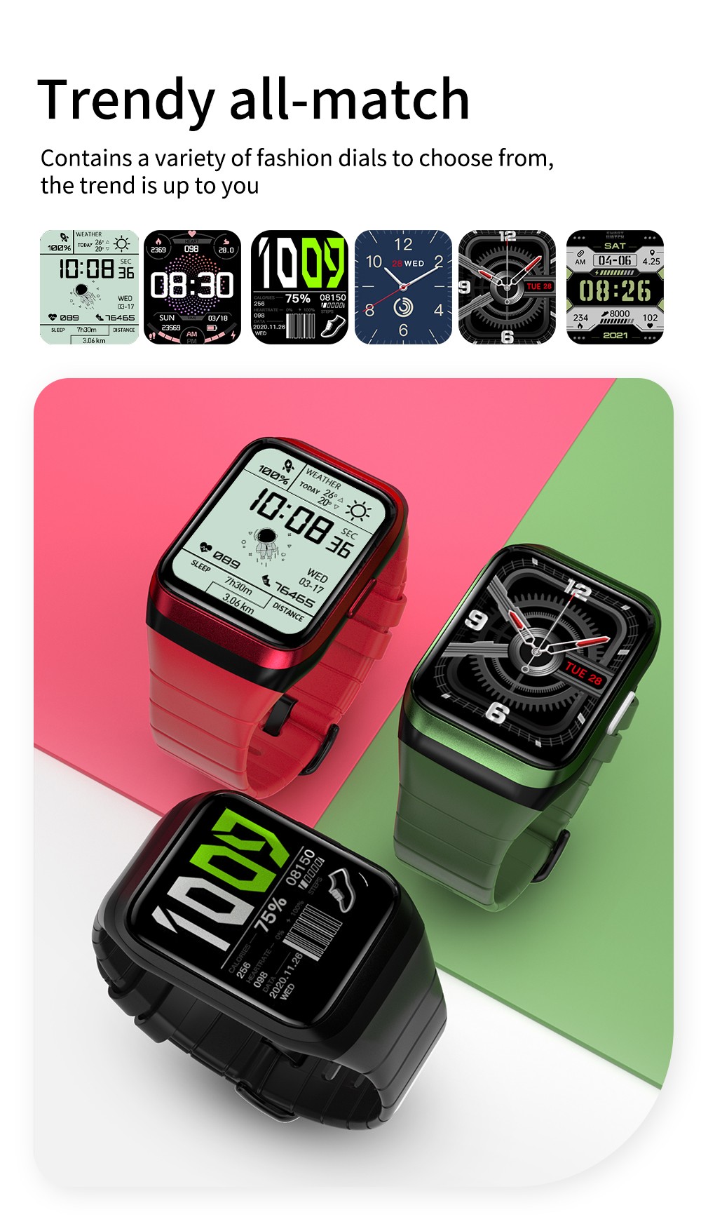 LOKMAT ZEUS 2 Smartwatch 1.69'' TFT Full Touch Screen GPS Sport Bracelet Heart Rate, Blood Oxygen Monitor - Green