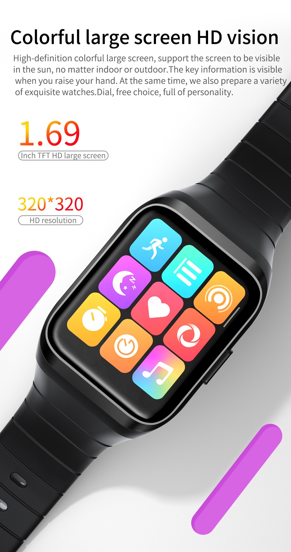 LOKMAT ZEUS 2 Smartwatch 1.69'' TFT Full Touch Screen GPS Sport Bracelet Heart Rate, Blood Oxygen Monitor - Red