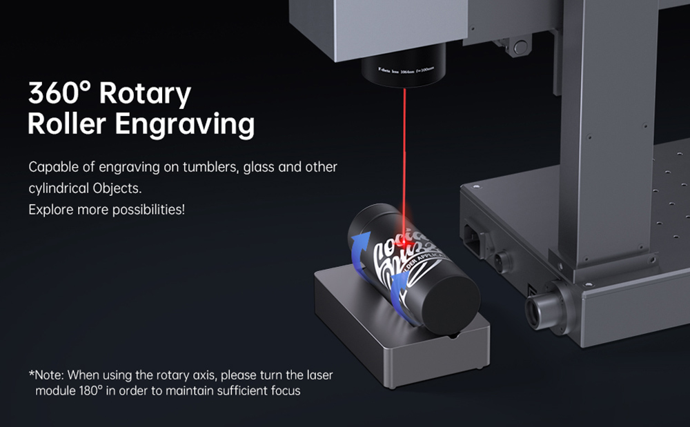 Machine de marquage laser à fibre MR CARVE M1 Pro, gravure à rouleau rotatif, graveur de plaque signalétique en métal de haute précision, 70x70mm