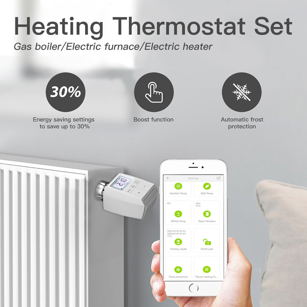 MoesHouse TV01 Tuya ZigBee3.0 Radiator Actuator Valve, Smart Thermostat Temperature Controller, TRV External Sensor