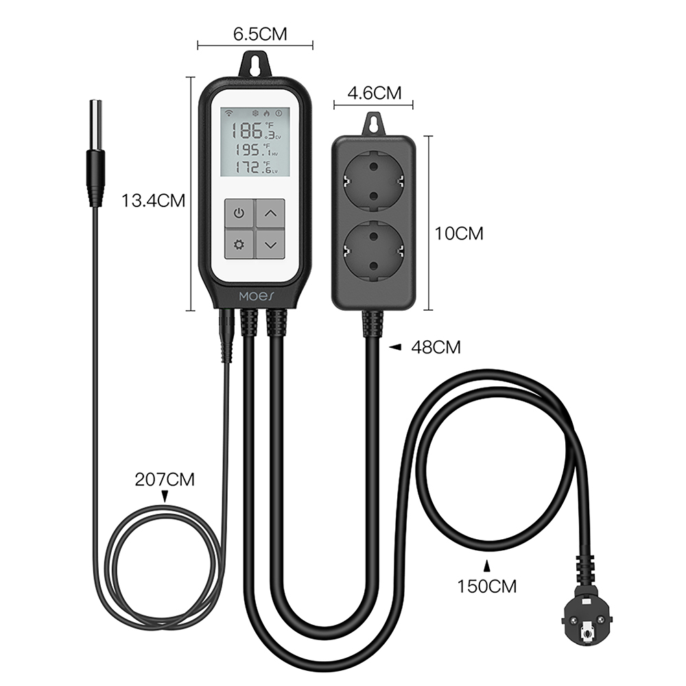 MoesHouse Tuya WiFi Smart Digital Temperature Socket Timing Thermostat, LCD Display, APP Remote Control - EU Plug