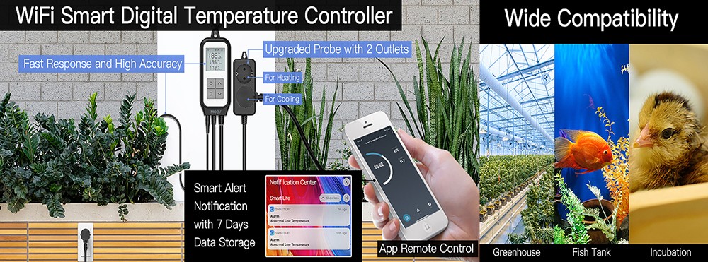 MoesHouse Tuya WiFi Smart Digital Temperature Socket Timing Thermostat, LCD Display, APP Remote Control - EU Plug