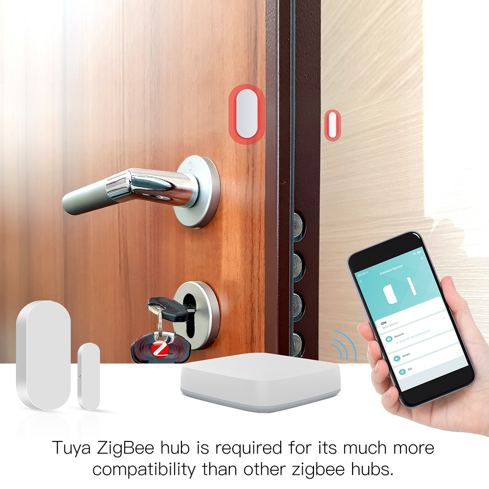 MoesHouse Tuya ZigBee Smart Window Door Gate Sensor Detector, Smart Home Security Alarm System, App Remote Control