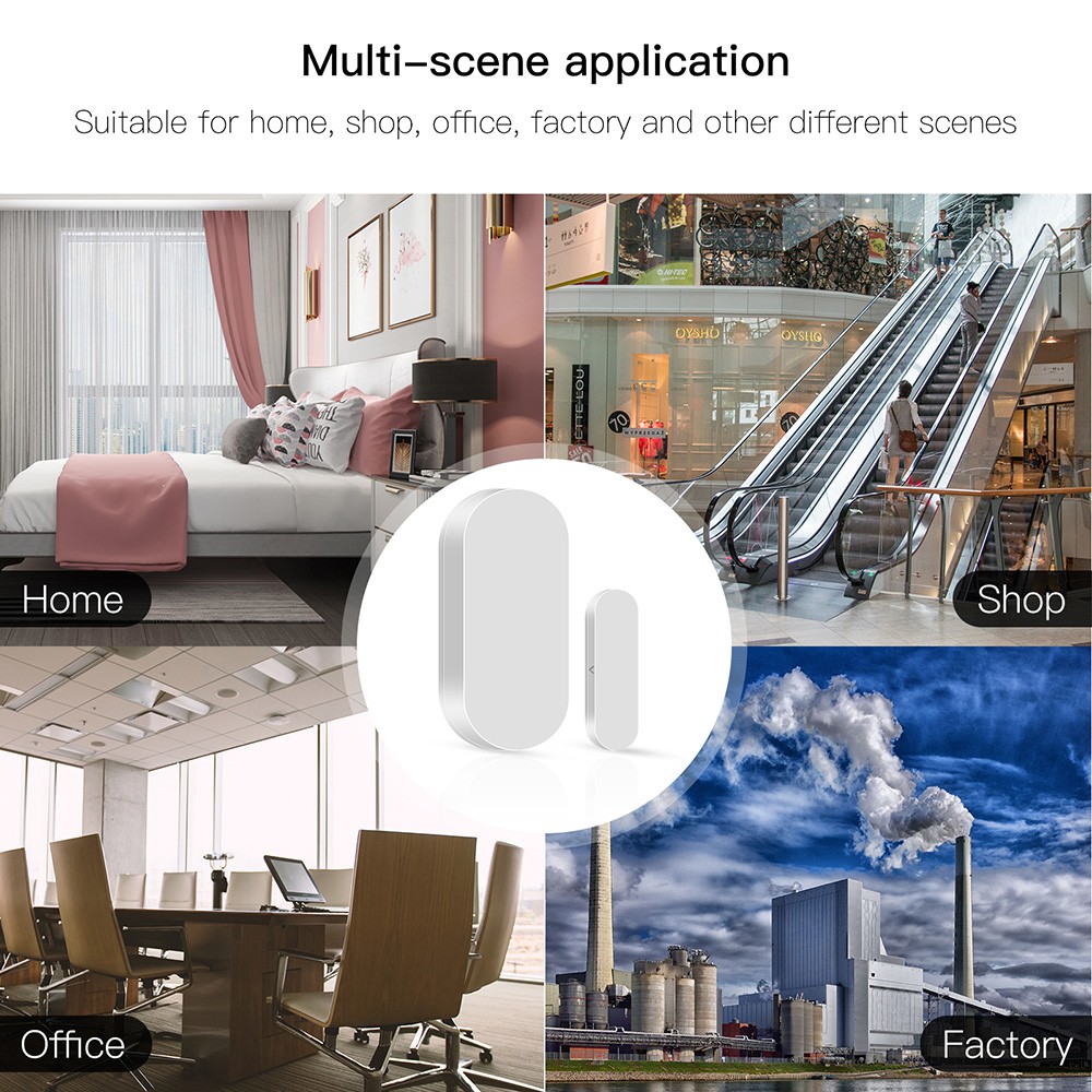 MoesHouse Tuya ZigBee Smart Window Door Gate Sensor Detector, Smart Home Security Alarm System, App Remote Control