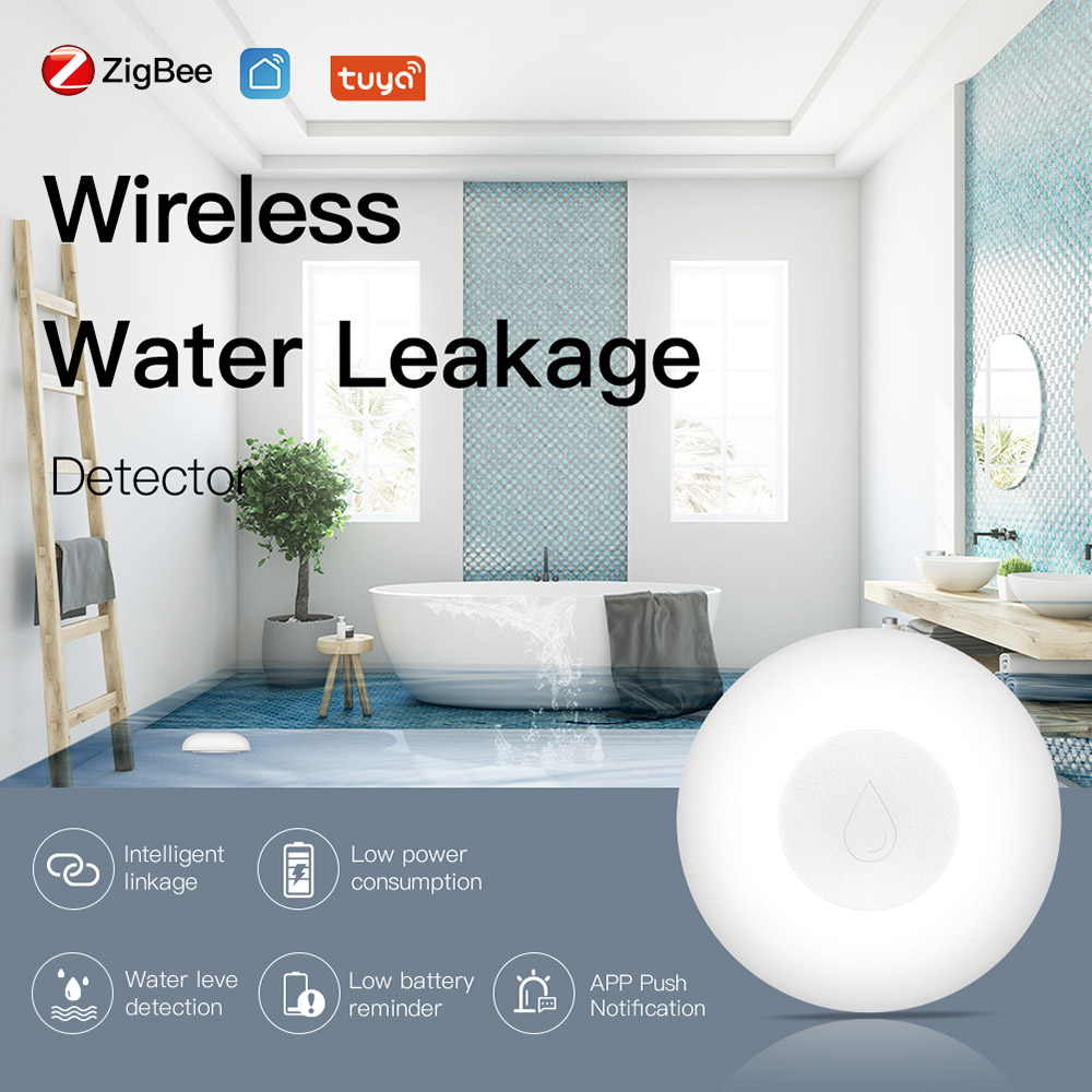 MoesHouse ZigBee Smart Flood Sensor, Water Leakage Detector, Flood Overflow Security Alarm System, Tuya Smart Life App Remote Control