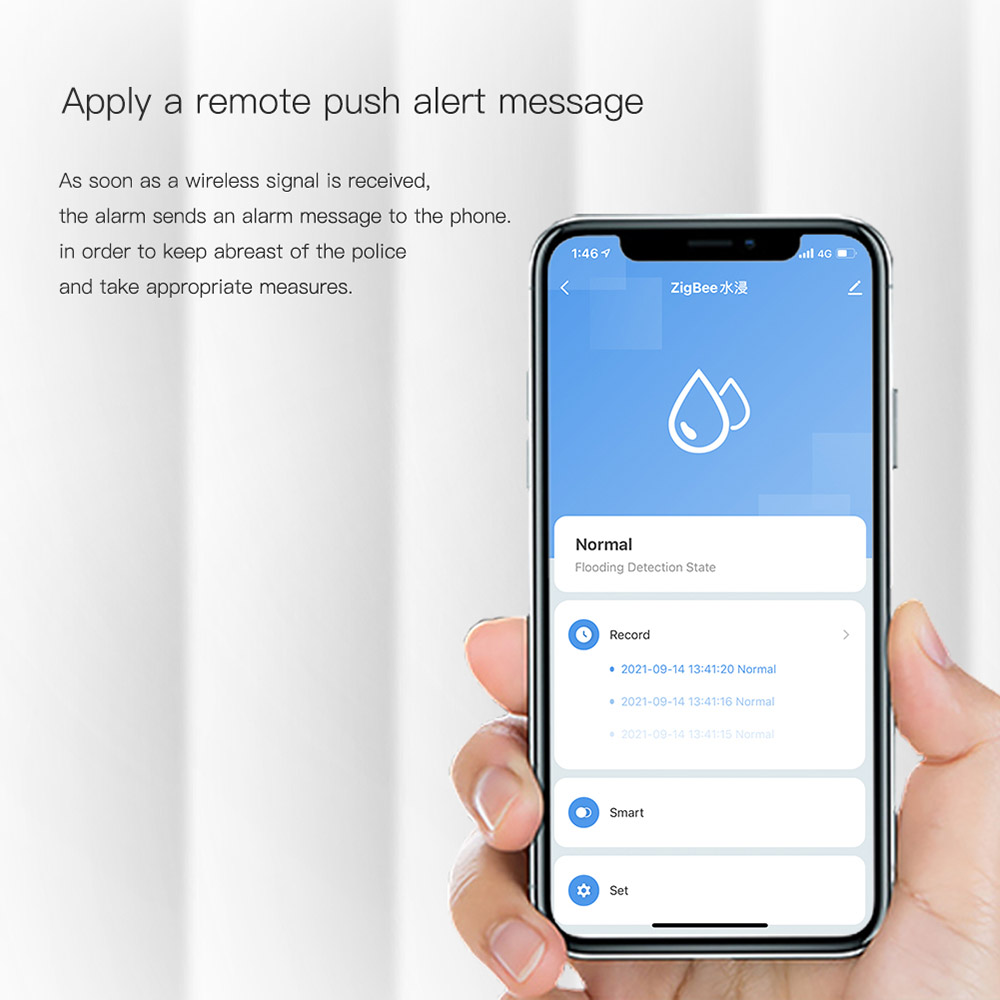 MoesHouse ZigBee Smart Flood Sensor, Water Leakage Detector, Flood Overflow Security Alarm System, Tuya Smart Life App Remote Control