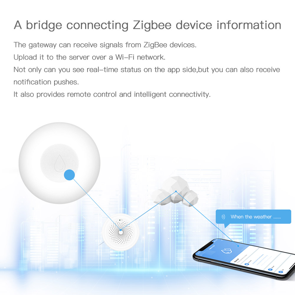 MoesHouse ZigBee Smart Flood Sensor, Water Leakage Detector, Flood Overflow Security Alarm System, Tuya Smart Life App Remote Control