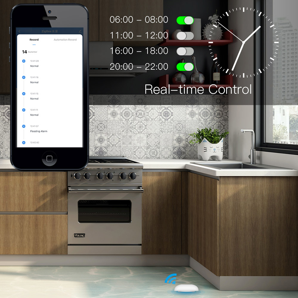 MoesHouse ZigBee Smart Flood Sensor, Water Leakage Detector, Flood Overflow Security Alarm System, Tuya Smart Life App Remote Control