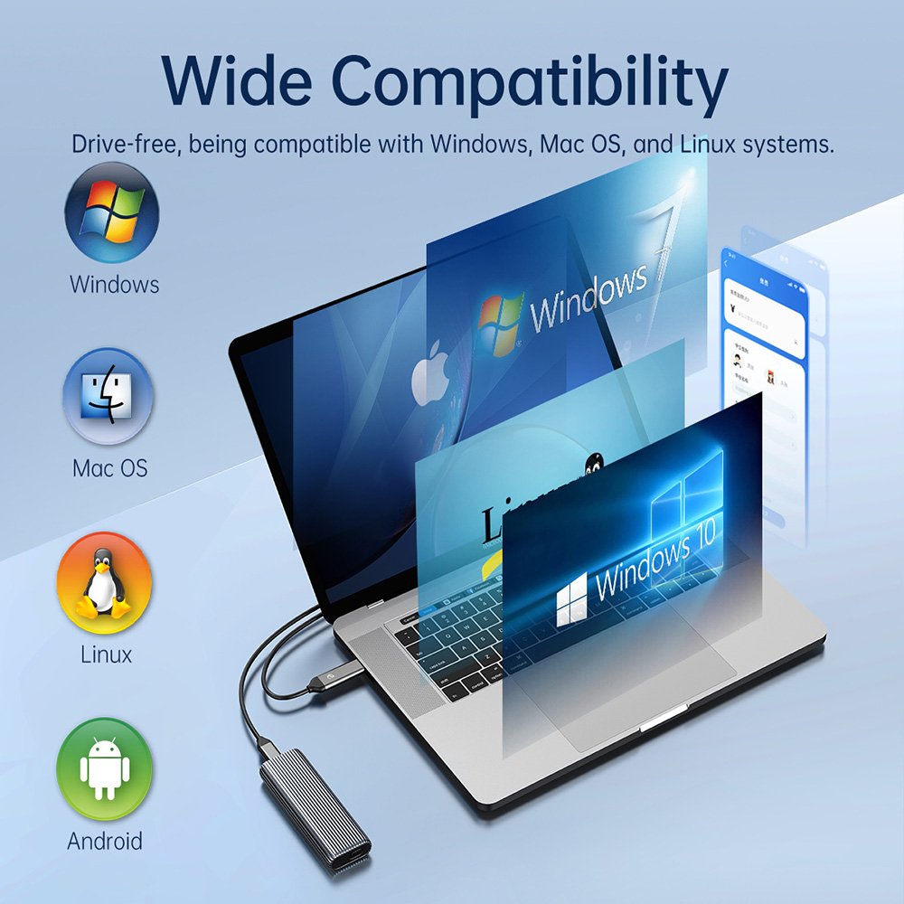 ORICO-AM2C3-GY-BP Tool Free Aluminum M2 SATA SSD Enclosure 6Gbps B Key Solid State Drive Case