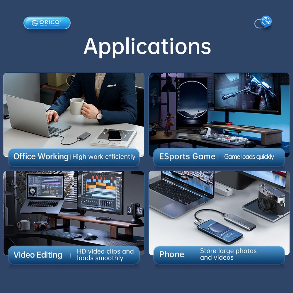 ORICO-AM2C3-GY-BP Tool Free Aluminum M2 SATA SSD Enclosure 6Gbps B Key Solid State Drive Case