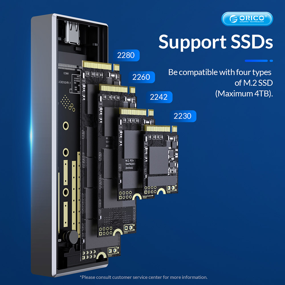 ORICO-BM2C3-2N-GY-BP Tool Free Aluminum Dual-bay M2 NVME*2 SSD Enclosure 10Gbps Solid State Drive Case