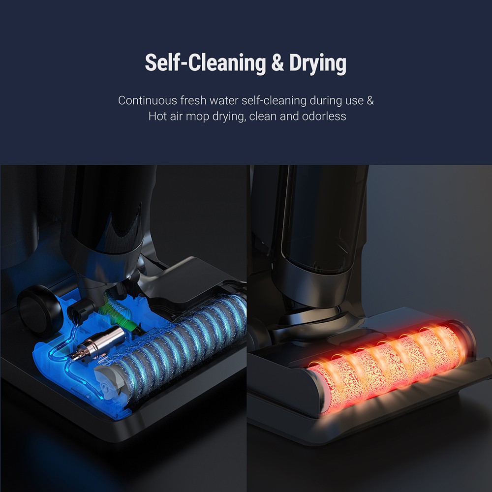 OSOTEK H100 Pro HotWave Handheld Wet Dry Vacuum Cleaner, Hot Water Mopping, Dual Self-Cleaning, Auto Refilling, 3L Water Tank, 35min Runtime - Black