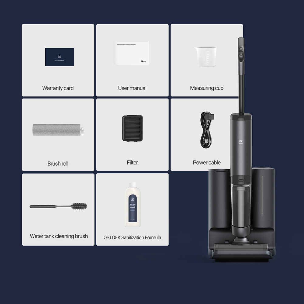 OSOTEK H100 Pro HotWave Handheld Wet Dry Vacuum Cleaner, Hot Water Mopping, Dual Self-Cleaning, Auto Refilling, 3L Water Tank, 35min Runtime - Black