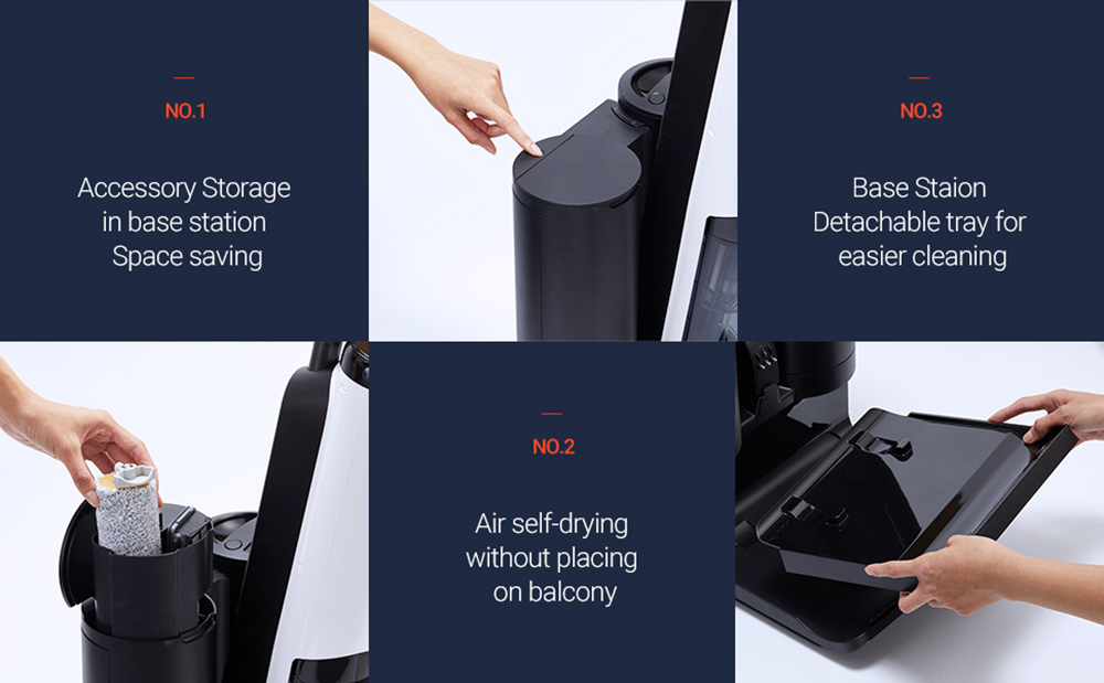 OSOTEK H100 Pro HotWave Handheld Wet Dry Vacuum Cleaner, Hot Water Mopping, Dual Self-Cleaning, Auto Refilling, 3L Water Tank, 35min Runtime - Black