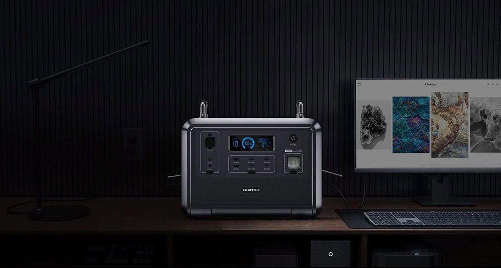 OUKITEL P1201 Portable Power Station, 960Wh LiFePO4 Battery, 1200W AC Output Solar Generator, UPS Function