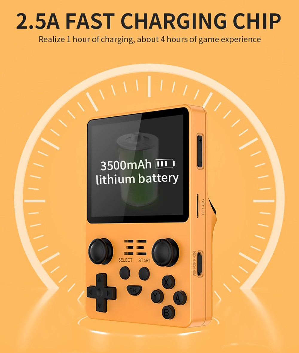 Powkiddy RGB20S Handheld Game Console 16+128GB 20,000 Games 3.5'' IPS OCA Screen Open Source for Linux - Orange