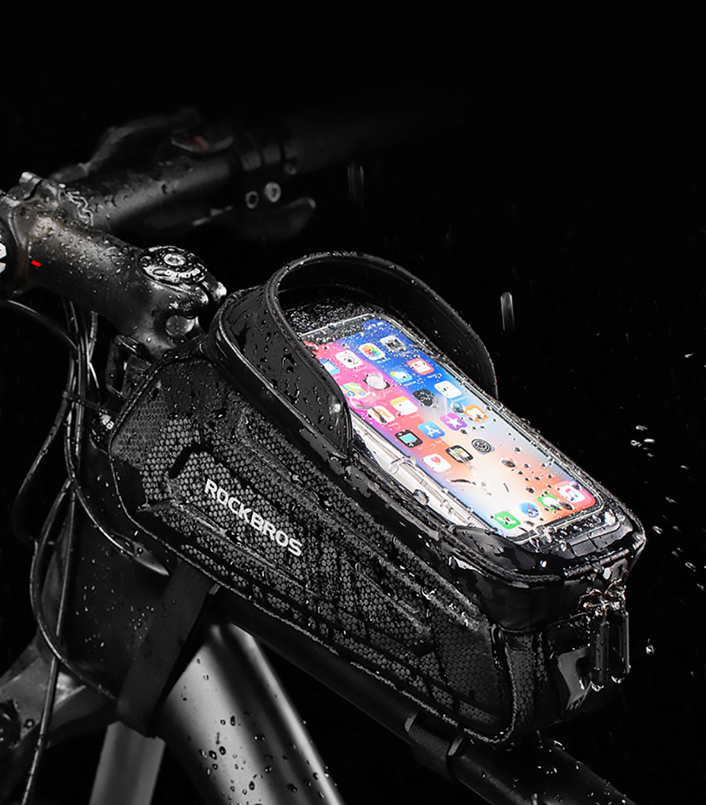 ROCKBROS Bicycle Bag Waterproof Touch Screen Cycling Bag Top Front Tube Frame MTB Road Bike Bag 6.5'' Phone Case