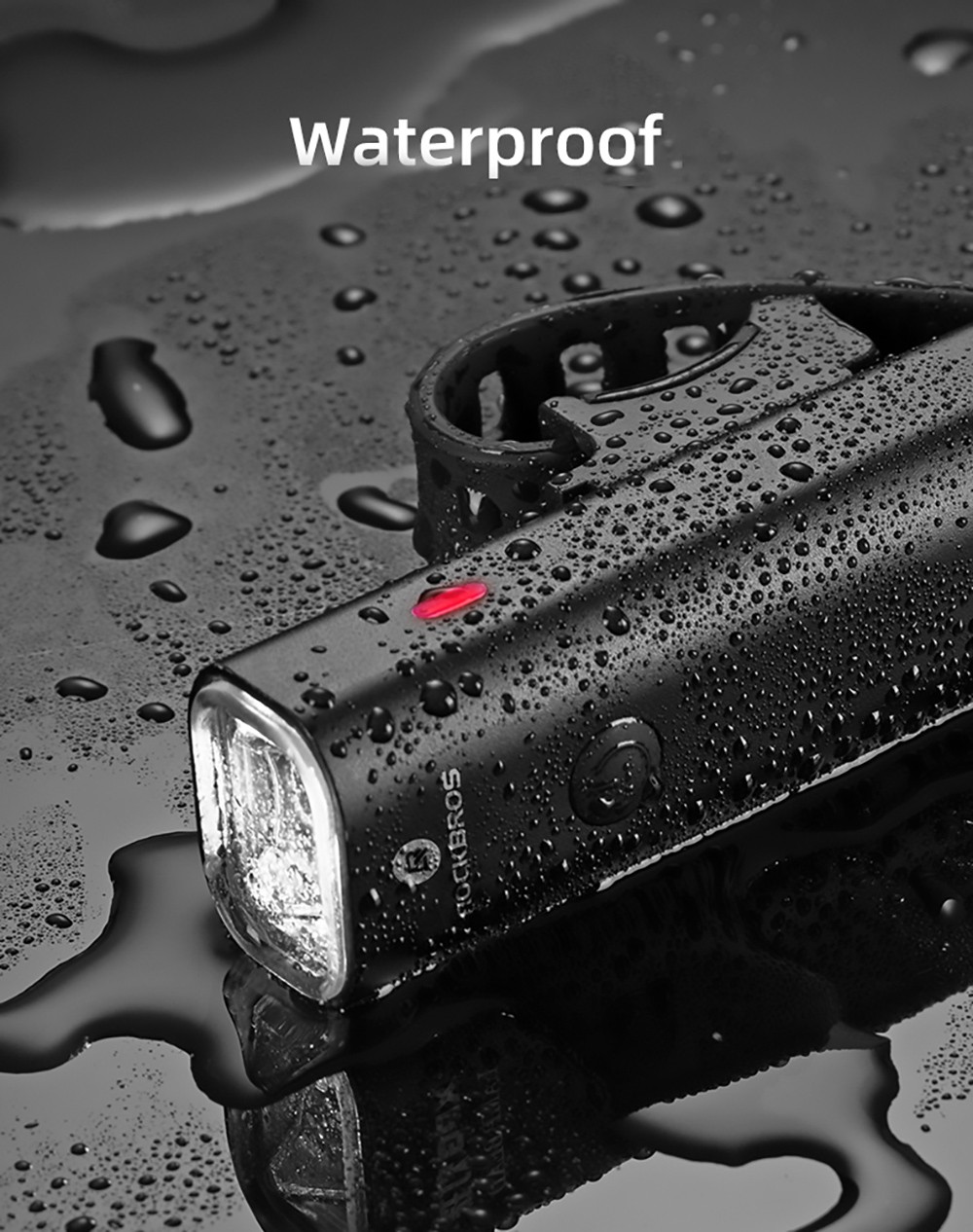 ROCKBROS Bicycle Light 600 Lumen 2600mAh Bike Headlight 5 Lightning Modes 200m Long Shot - Black and Blue Gradient